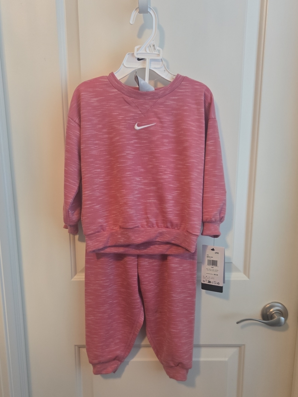 Nike Kids Pink Marled Sweatshirt & Jogger Pajama Set